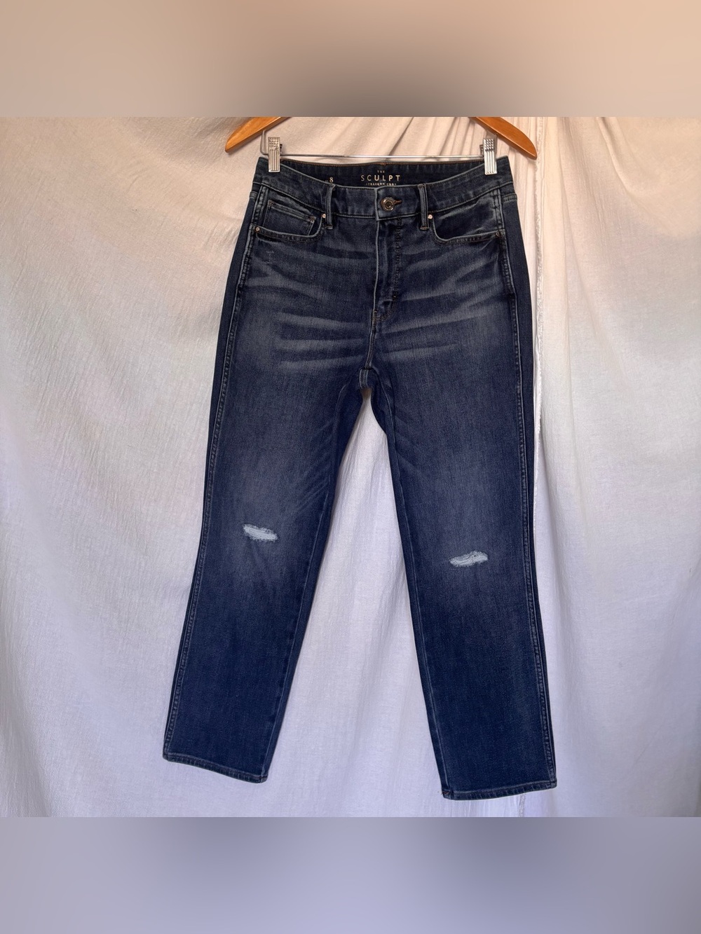 White House Black Market Sculpt Straight Crop Leg Dark Blue Jeans
